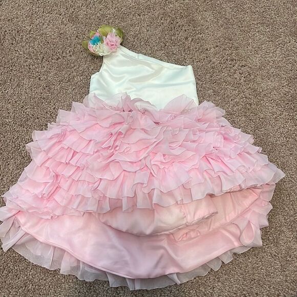 Ruffled gown hi low birthday dress 1yo